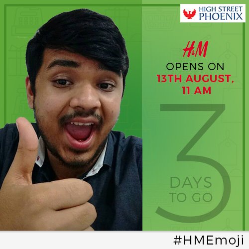 gophoenixing's tweet photo. Jay canβt wait for the launch of H&M at High Street Phoenix. Will you be there on 13th? #PhoenixLovesHM #HMEmoji https://t.co/HZuQRqb1qA