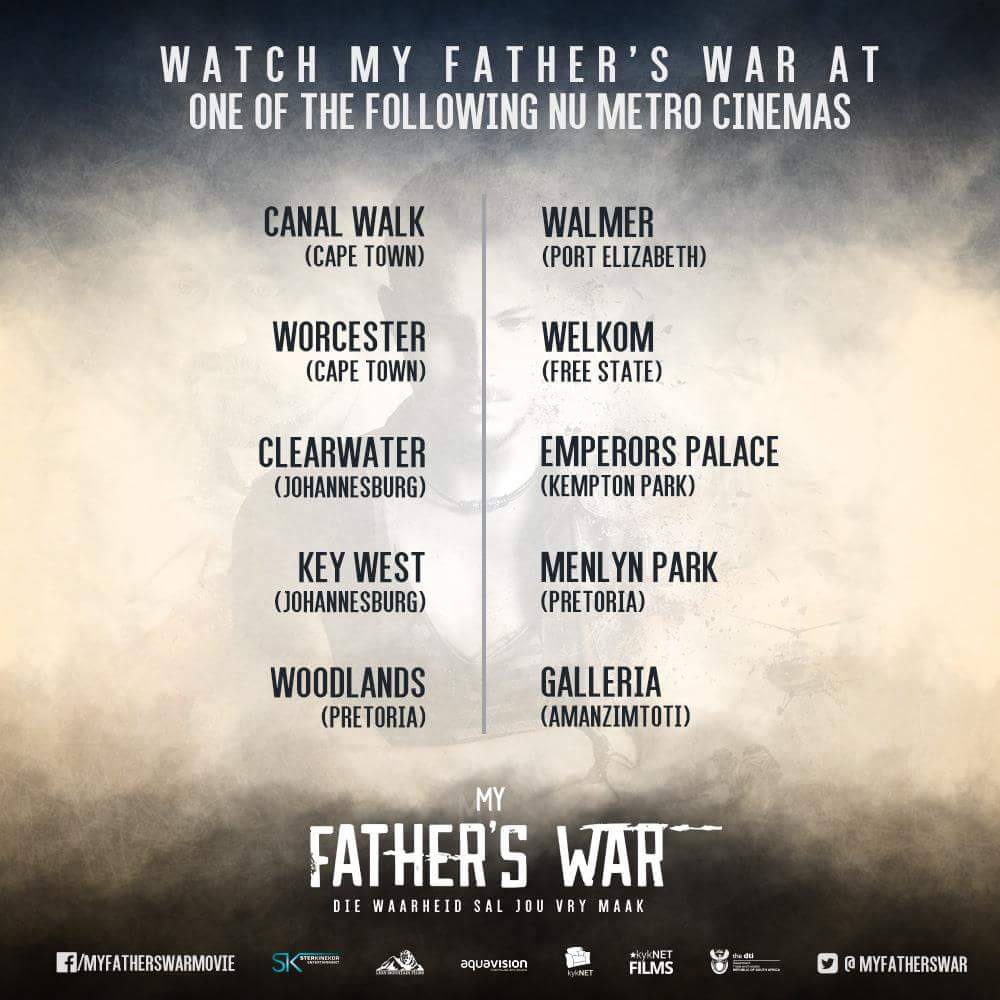 myfatherswar's tweet photo. It's #WOZAwednesday at @numetro! Come and enjoy #MyFathersWar for half the price at any Nu Metro cinema! https://t.co/3G20FPkeil