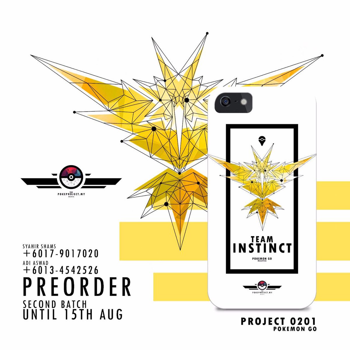 PokeprojectMy's tweet photo. Team Instinct phone casing, available for any model. #PokemonGoMalaysia #pokemongo #iphonecasing #samsungcasing โก๏ธ https://t.co/aRvf26h9WD