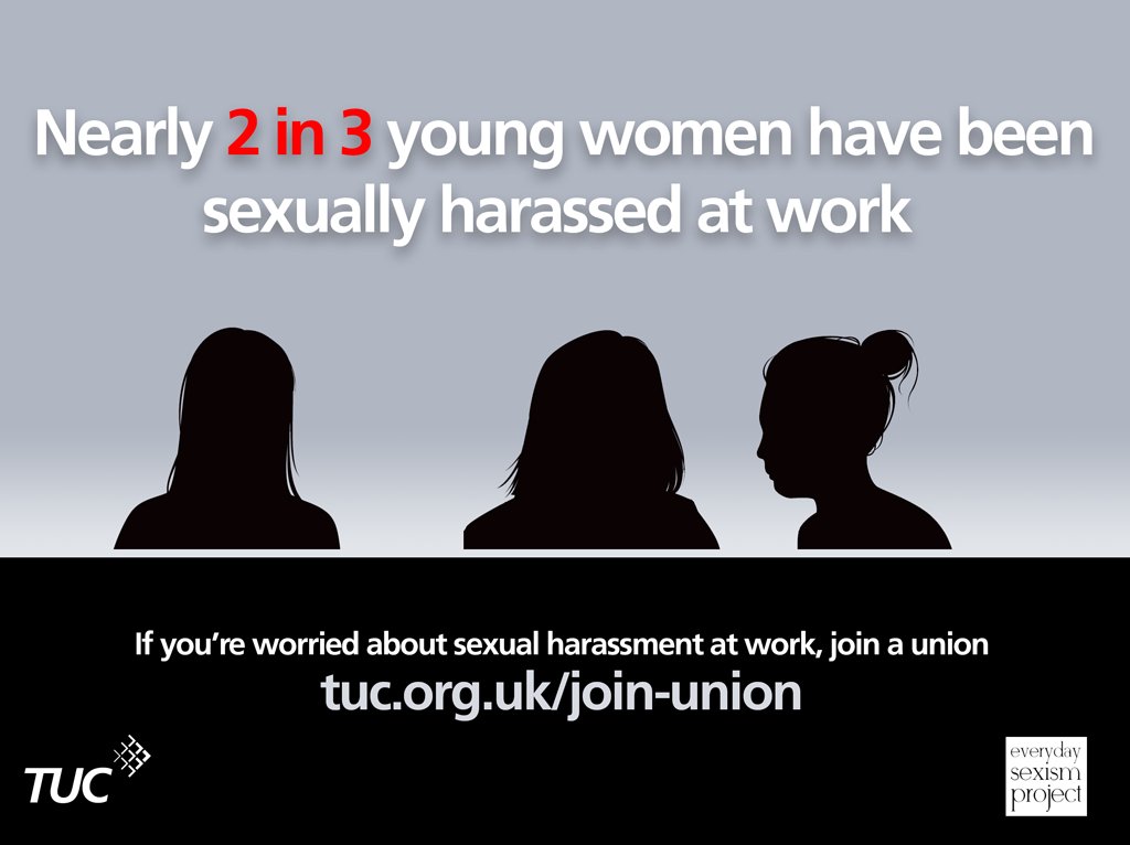 The_TUC's tweet photo. Sexual harassment at work is getting worse. We need to stamp it out https://t.co/WZ3wBjU1rM #harassedatwork https://t.co/ixDF4LHfml