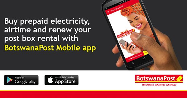 Botswana_Post's tweet photo. The BotswanaPost App eases prepaid airtime purchases, electricity as well as post box rental renewal. https://t.co/BObsIQBU6q