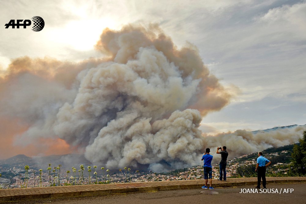 afpfr's tweet photo. #instantané Portugal: importants feux de forêt sur l'île de Madère #AFP https://t.co/8jdn35a5hf