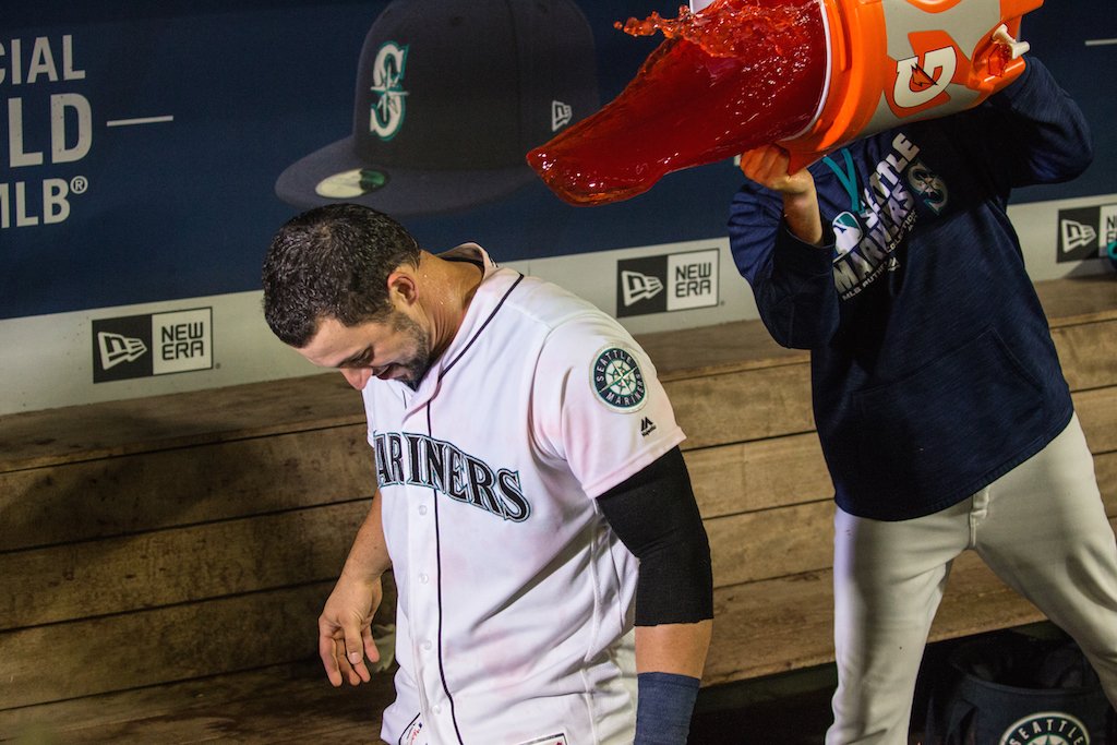 Mariners's tweet photo. Mike knew it was coming. #GoMariners https://t.co/utqYXAbPC0