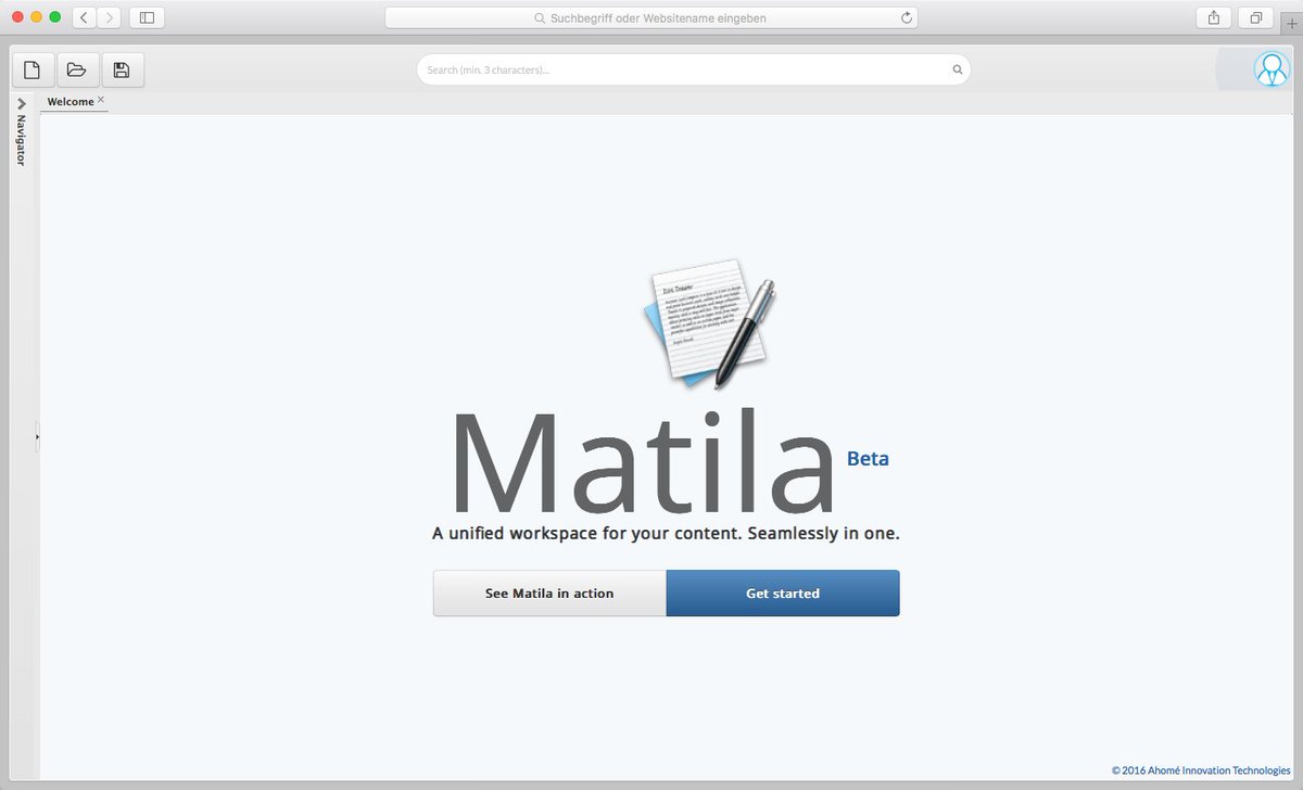 ahomeit's tweet photo. Matila is almost done. We are gearing up  for the beta release. How do you like the welcome screen? https://t.co/mbFWBsNxgn