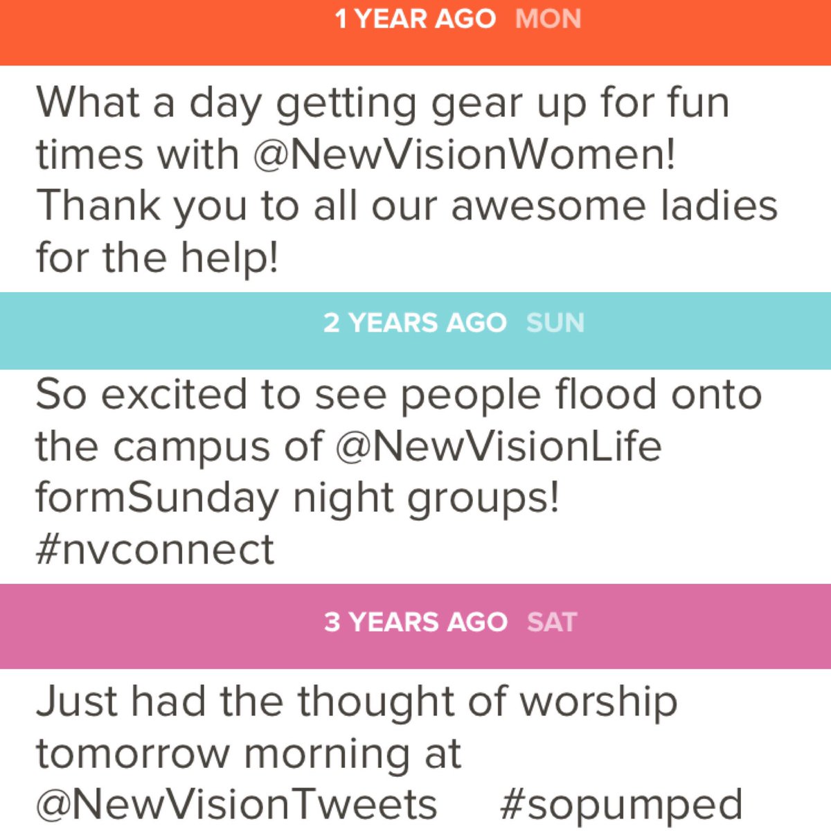 NewVisionWomen's tweet photo. #NVConnect groups start today!
Looking for a group? Meet us in the ATRIUM @ 9:00 AM & the WORSHIP CENTER @ 6:00 PM! https://t.co/1AxdMtpYP6