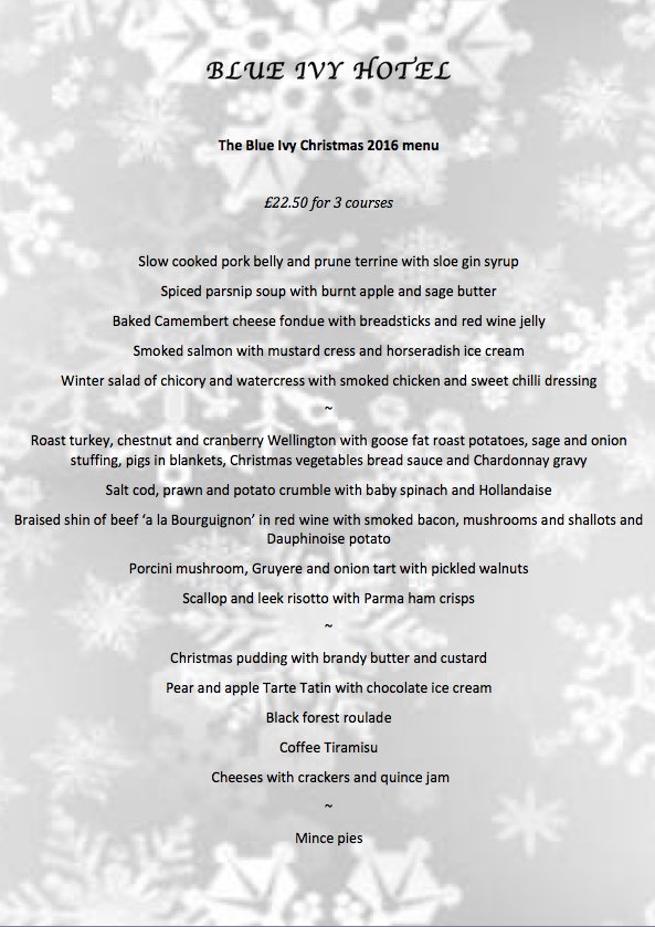 Christmas menu now available! Book your party now! #Christmas #blueivyhotel #party #christmaspudding