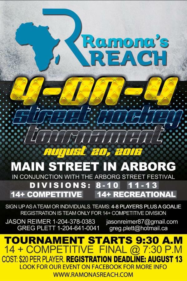 ramonasreach's tweet photo. Reminder next wknd is the Arborg Street Festival, which includes fun, competitive street hockey for a great cause https://t.co/xxOs1W6aQb