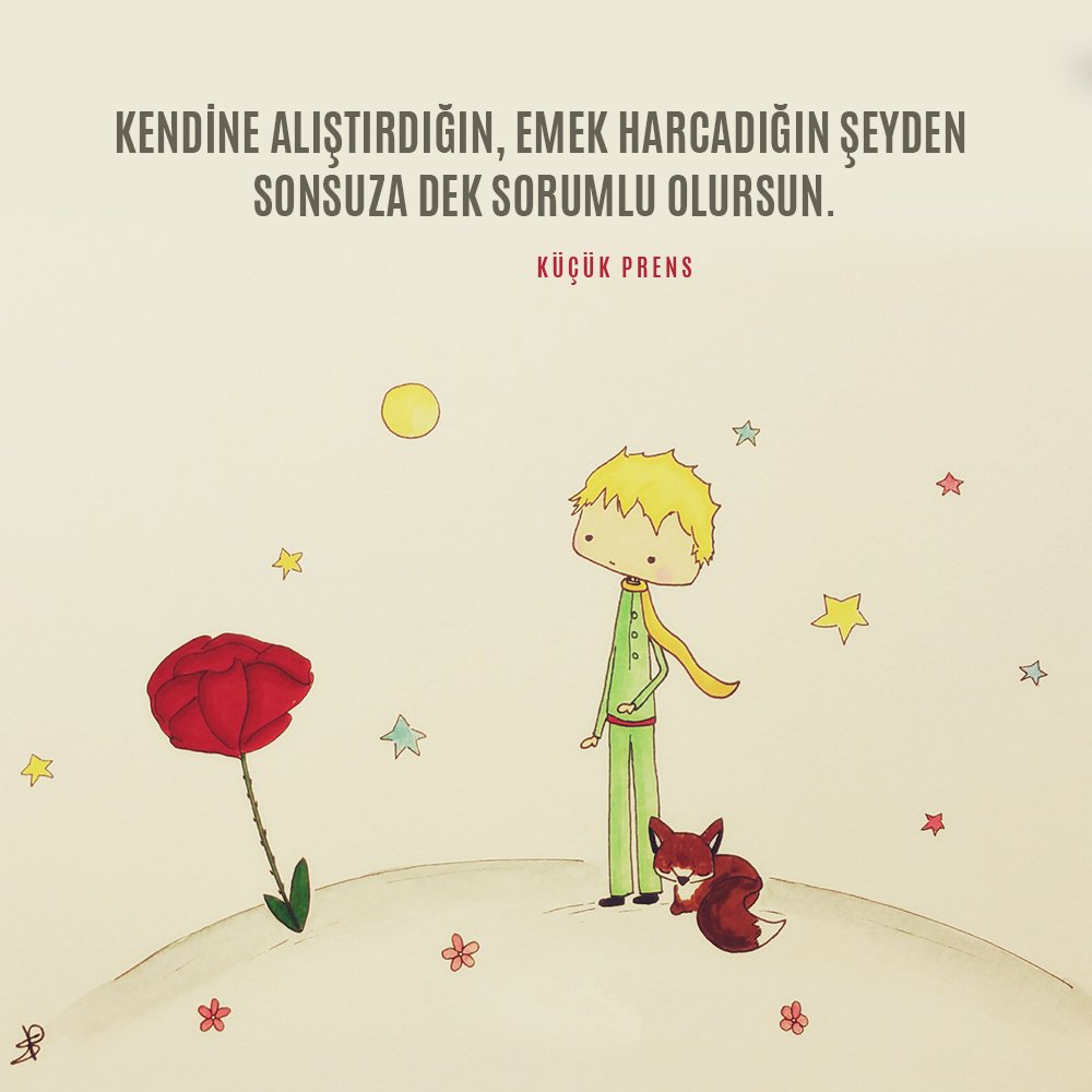 Kendine alıştırdığın, emek harcadığın şeyden sonsuza dek sorumlu olursun. 

Küçük Prens