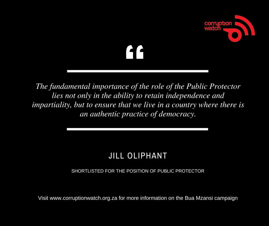 Corruption_SA's tweet photo. What should the public protector ad hoc committee ask this candidate in her interview #PublicProtector #BuaMzansi https://t.co/o9Fm8AsDkr