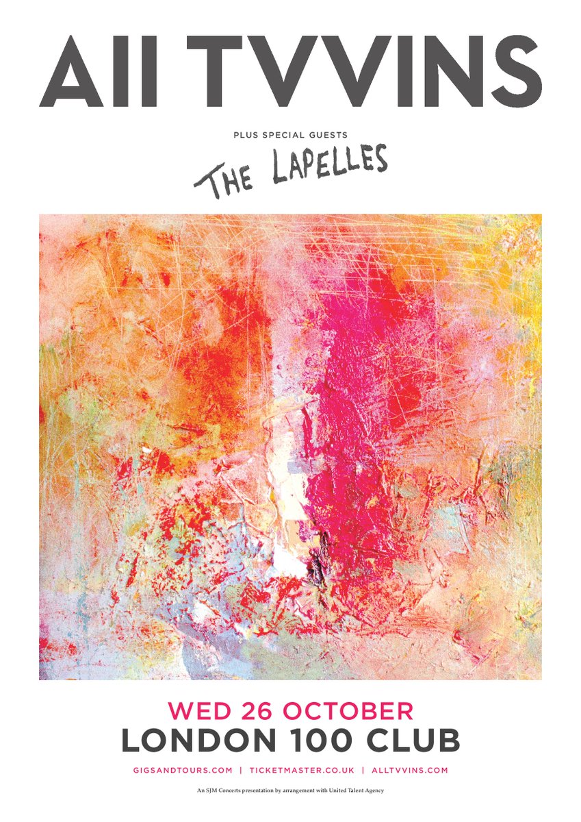 NEWS// <a href="/TheLapelles/">The Lapelles</a> confirmed to support <a href="/alltvvins/">All Tvvins</a> at their <a href="/100clubLondon/">The 100 Club</a> show! Tickets: gigst.rs/ATvvins