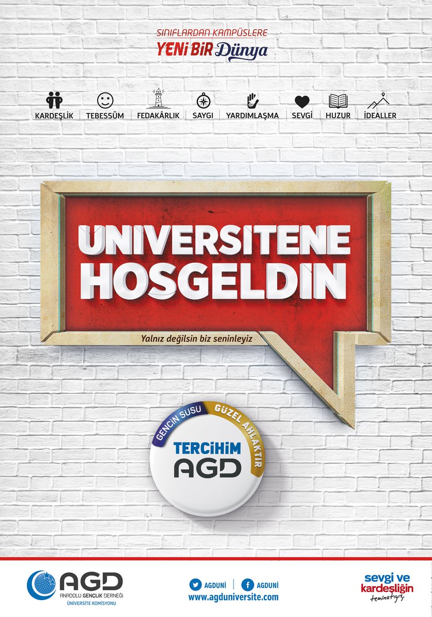 #YalnızDeğilsinAGDvar
Üniversite Kayıt Döneminde Sizlride Aramızda Görmekten Mutluluk Duyarız
#ÜniversiteneHoşgeldin