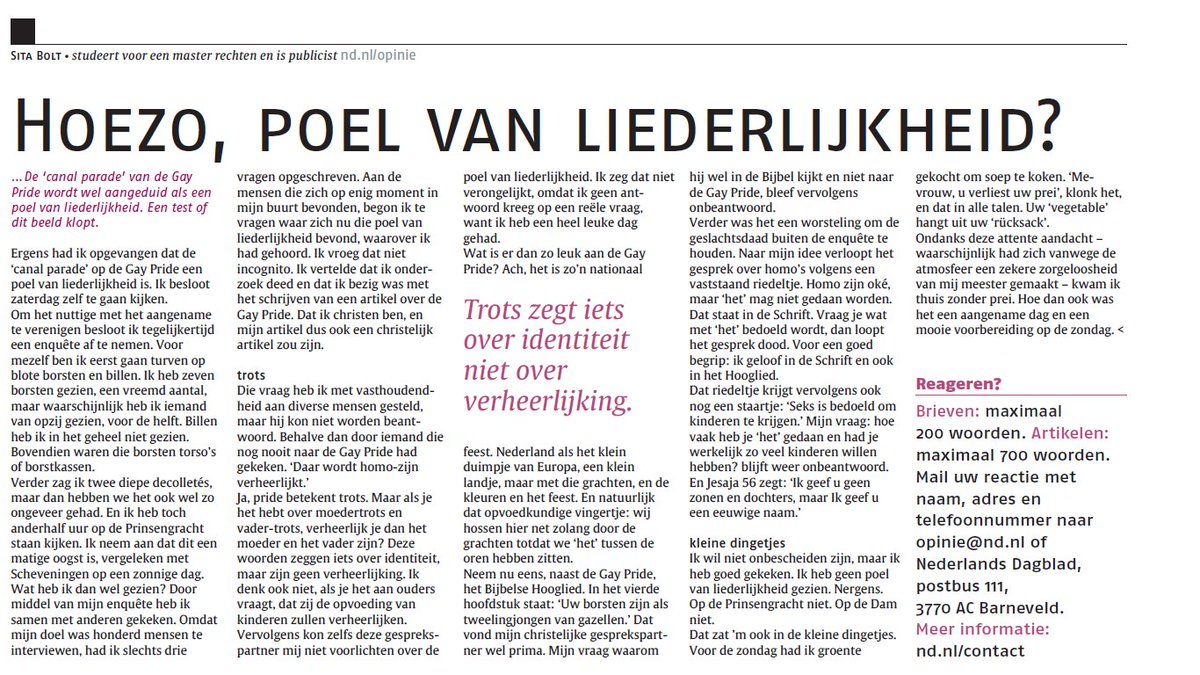 HendroM's tweet photo. Christelijke onderzoekster kon "poel van liederlijkheid" tijdens Gay Pride niet vinden... https://t.co/2HDAxgADOb https://t.co/tp1WJVEKsz