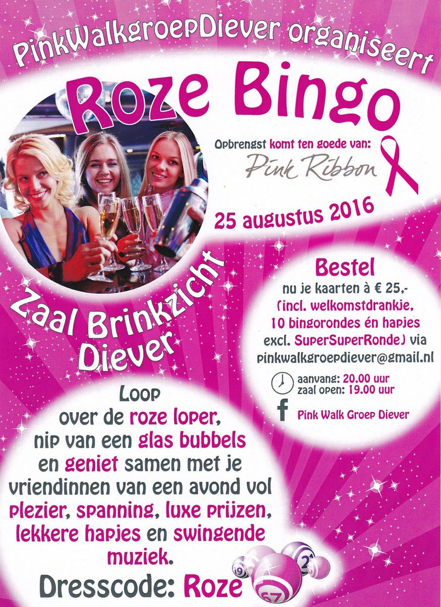 pinkribbon_NL's tweet photo. De vvk voor de #rozebingo in @Diever0521 is gestart. Zin in een gezellig avondje uit? Geef je nu op! https://t.co/DCbvqFVvE0