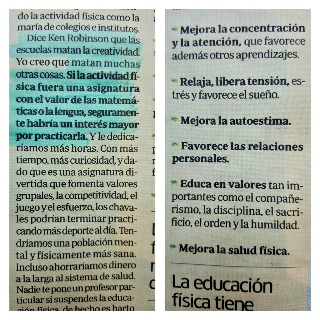 Patri_Psicologa's tweet photo. Cuando la #educaciónfísica deje de ser la María y entendamos el valor que tiene, otro gallo nos cantará. Hoy @marca https://t.co/hO2Yn5ngD1