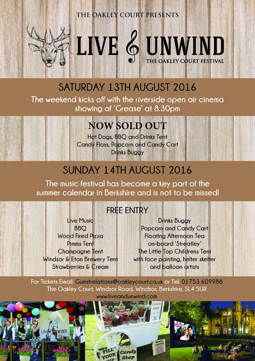 TheOakleyCourt's tweet photo. Weathers looking good this weekend &amp; its FREE ENTRY-Join us for Live&amp;Unwind https://t.co/HQsAlZBxdw #WednesdayWisdom https://t.co/oiHG6RpOEb