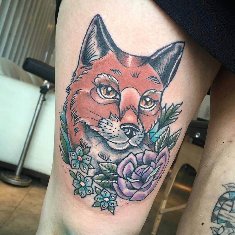skinsnneedles's tweet photo. Foxy by Natalie #tattoos #ink #fox https://t.co/wqC2eOGKXl