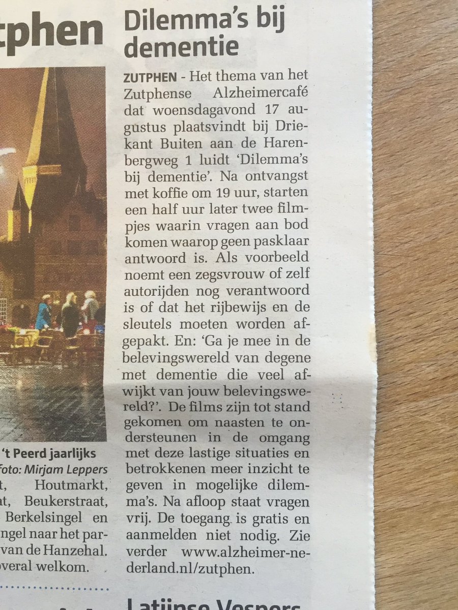 AlzhOostGld's tweet photo. Reminder: @AlzheimerZutphe Café 17 aug. in nwe locatie: @DriekantBuiten. Beloofd een interessante avond te worden! https://t.co/sL5DvLvpaw