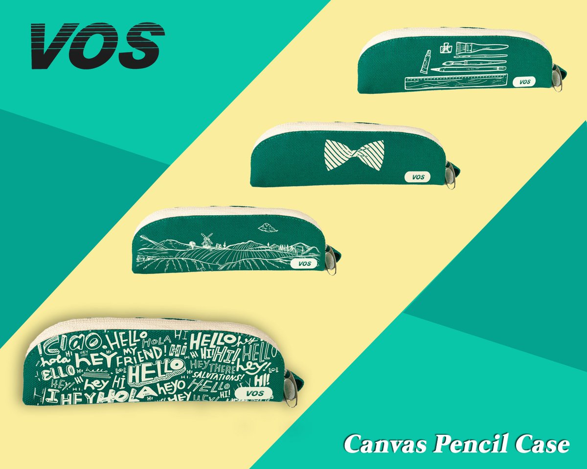 VOSstationery's tweet photo. dapatkan VOS pencil case terbaru! terbuat dari canvas dengan 4 desain berbeda :D #pencilcase #college #working https://t.co/lcY0CnOGTc