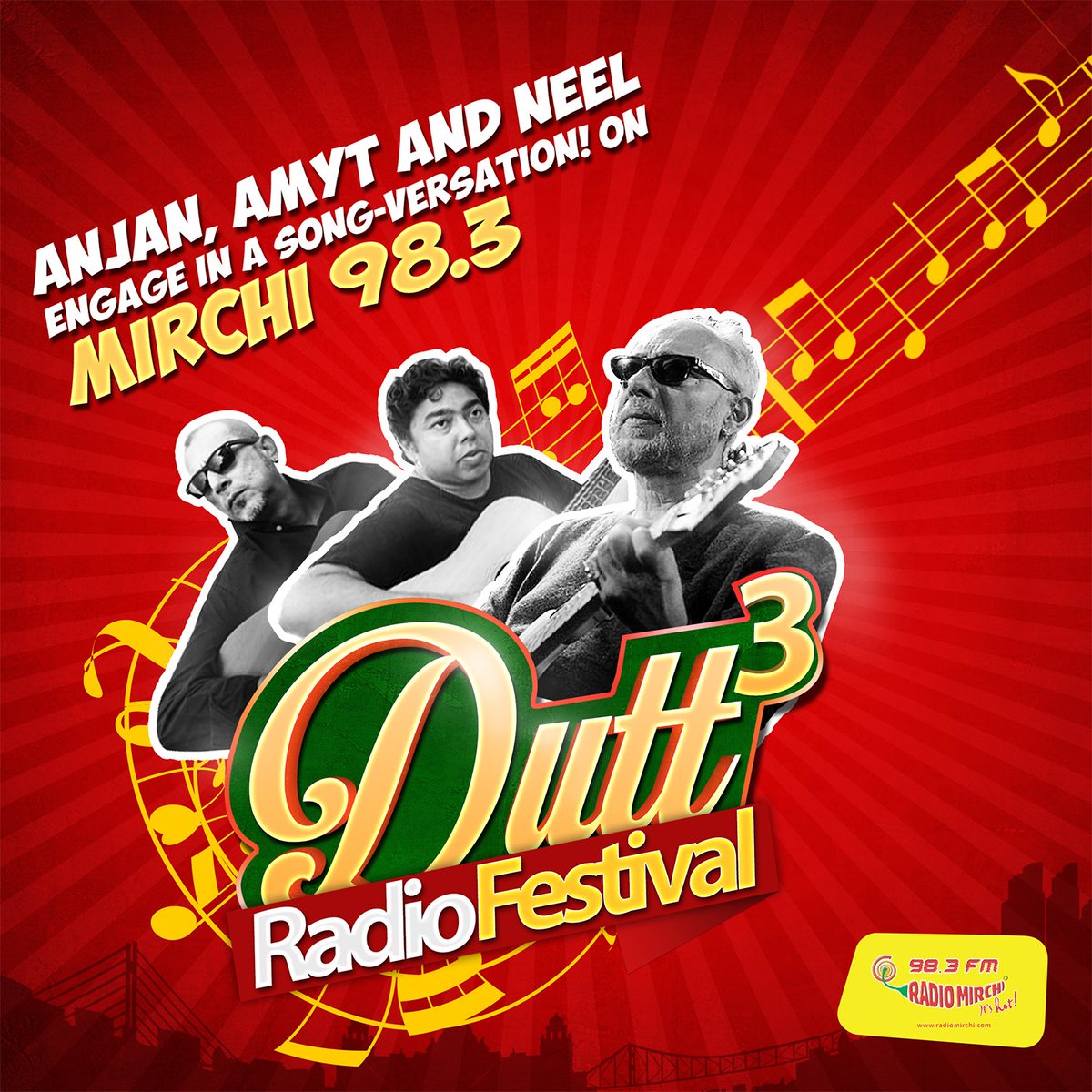 Mirchi_Bangla's tweet photo. A Radio Festival like none other. "DUTT Trio" engage in a SONGVERSATION. Sunday (14th August).Stay Mirchi. Stay Hot. https://t.co/XmdW6Par2j