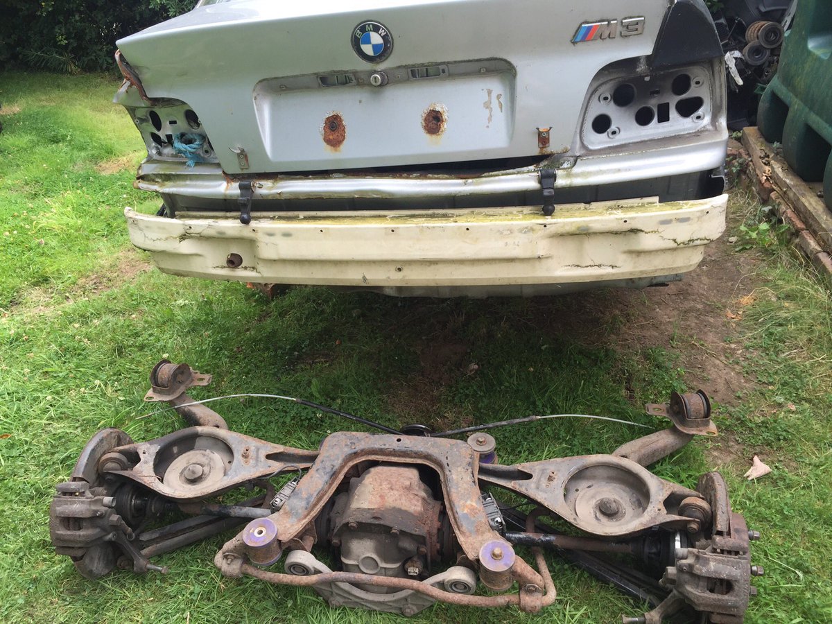 RichNewbrook's tweet photo. Rear axle dropped off the dead M3 #powerflex bushes already fitted #projectE36 https://t.co/voHooIquUz