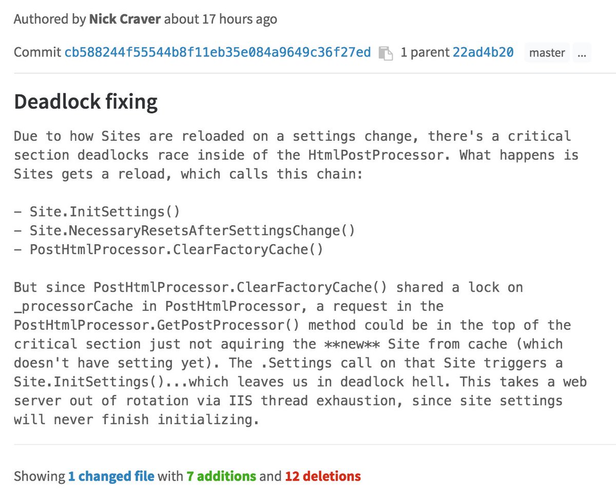 Nick_Craver's tweet photo. A daily screenshot from the Stack Overflow codebase (a deadlock encountered, found, and fixed yesterday). #StackCode https://t.co/Uxze4LwhHa