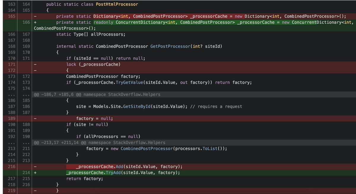 Nick_Craver's tweet photo. A daily screenshot from the Stack Overflow codebase (a deadlock encountered, found, and fixed yesterday). #StackCode https://t.co/Uxze4LwhHa
