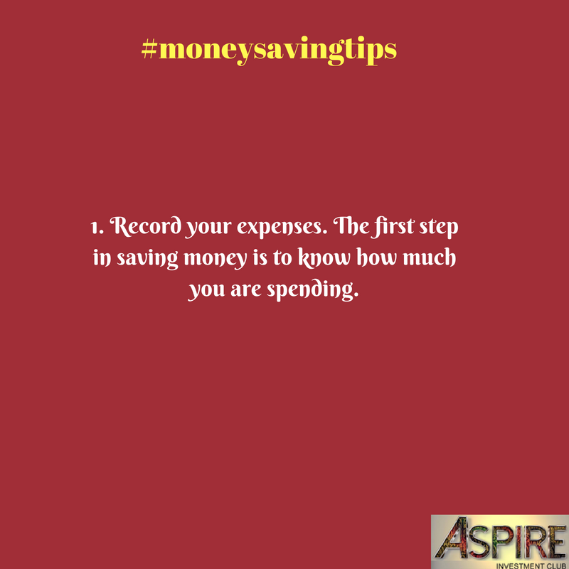 AspireInvClub's tweet photo. Money saving tips series. Keep record of even little items like drinks, newspapers etc.#Savings #investment #goals https://t.co/ndy7bUp7fm