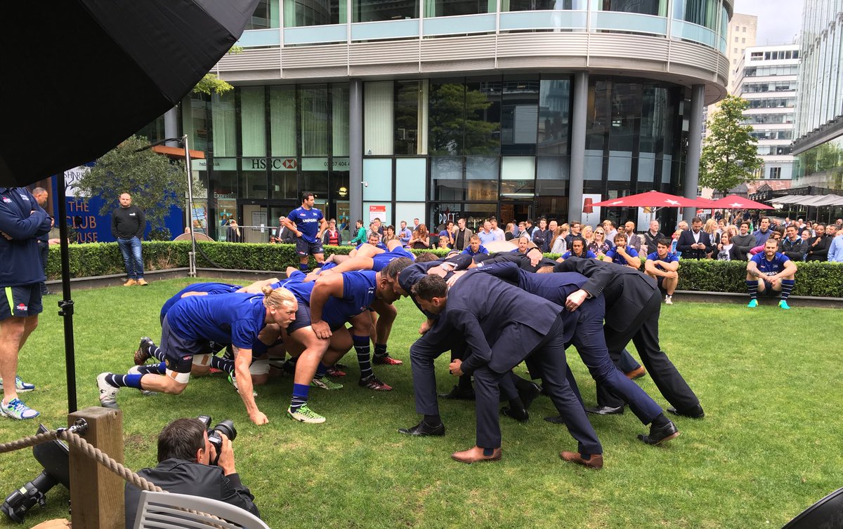 Spinningfields's tweet photo. It's #SuitsvSharks - @jmwsolicitors v @SaleSharksRugby #ScrumInTheCity https://t.co/F8zSHB809X