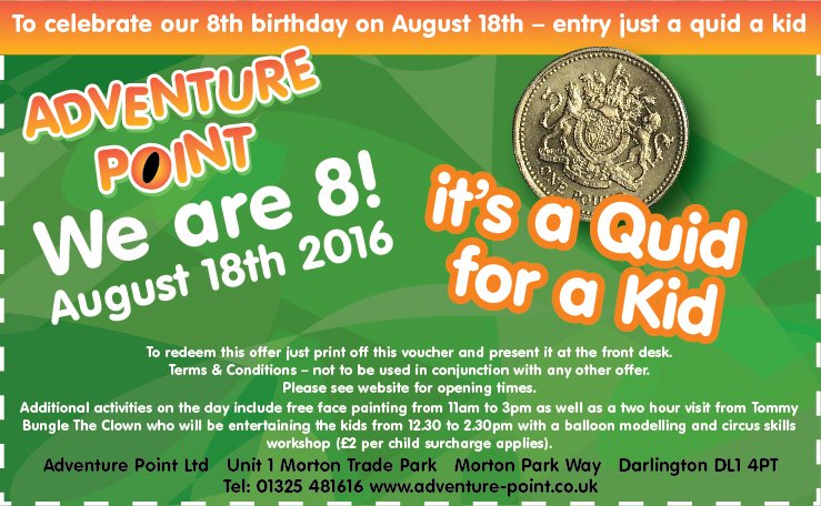 Adventure_Point's tweet image. Take advantage of our special offer next week and help us celebrate our 8th birthday. www,adventure-point.co.uk