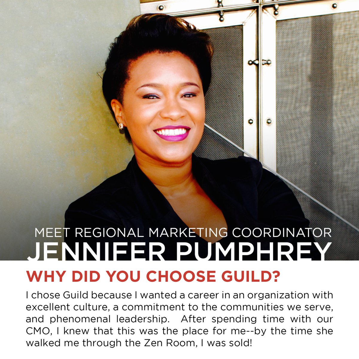 guildmortgageco's tweet photo. Jennifer Pumphrey talks about why she chose Guild! #GuildMortgage #GoWithGuild #BeBetter #GuildIsEverywhere https://t.co/ZAZ3mbrdoK