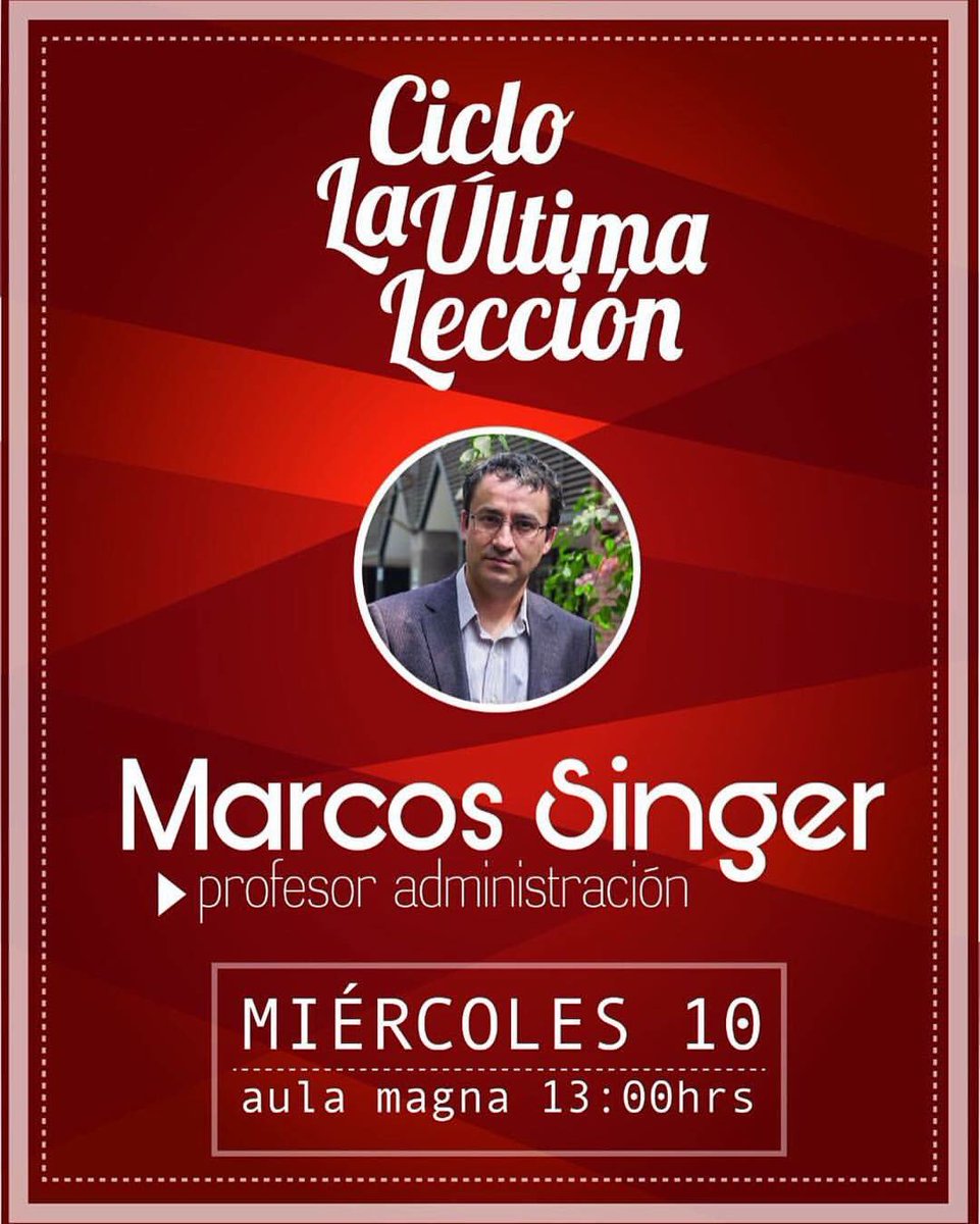 #AHORA: Ya estamos en la 3ra charla del ciclo: "La última lección". Esta vez, con Marcos Singer, en el Aula Magna!!