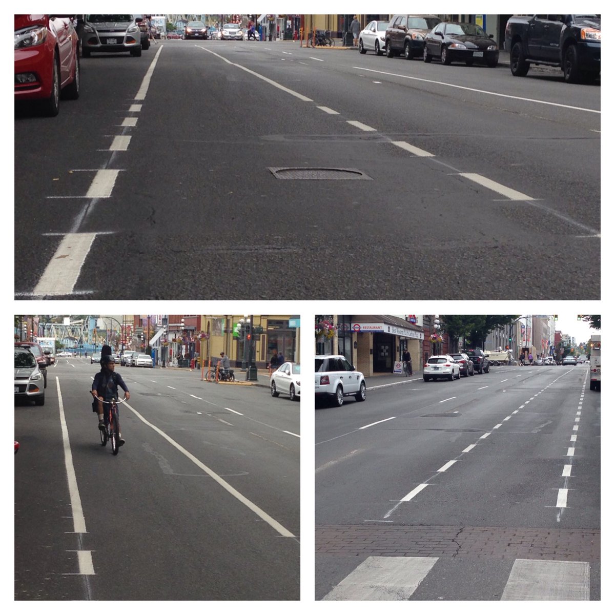 JoePerkinsCHEK's tweet photo. Here come the bike lanes. Johnson Street. #YYJ @CTVNewsVI https://t.co/XotweLNdG2