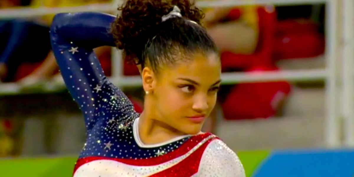 HuffPost's tweet photo. Laurie Hernandez winked at the Olympic judges and we all fell in love 😉 @lzhernandez02 https://t.co/bnPmL26Tqn https://t.co/THetv6FSi4