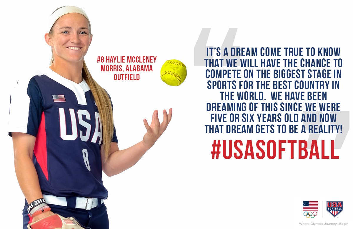 USASoftball's tweet photo. "...we will have the chance to compete on the biggest stage in sports..." #USASoftball WNT @hayliemac8 

#Tokyo2020 https://t.co/TGamgK6Ge9