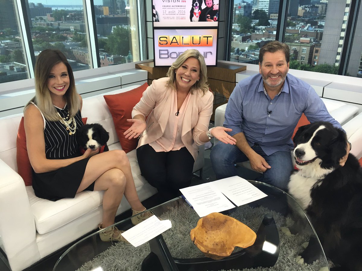 NarimaneRP's tweet photo. Beaucoup de plaisir ce matin en studio avec les chiens de @fondationmira pour parler du #DefiVision2016 ce vendredi! https://t.co/csATTYnuwc