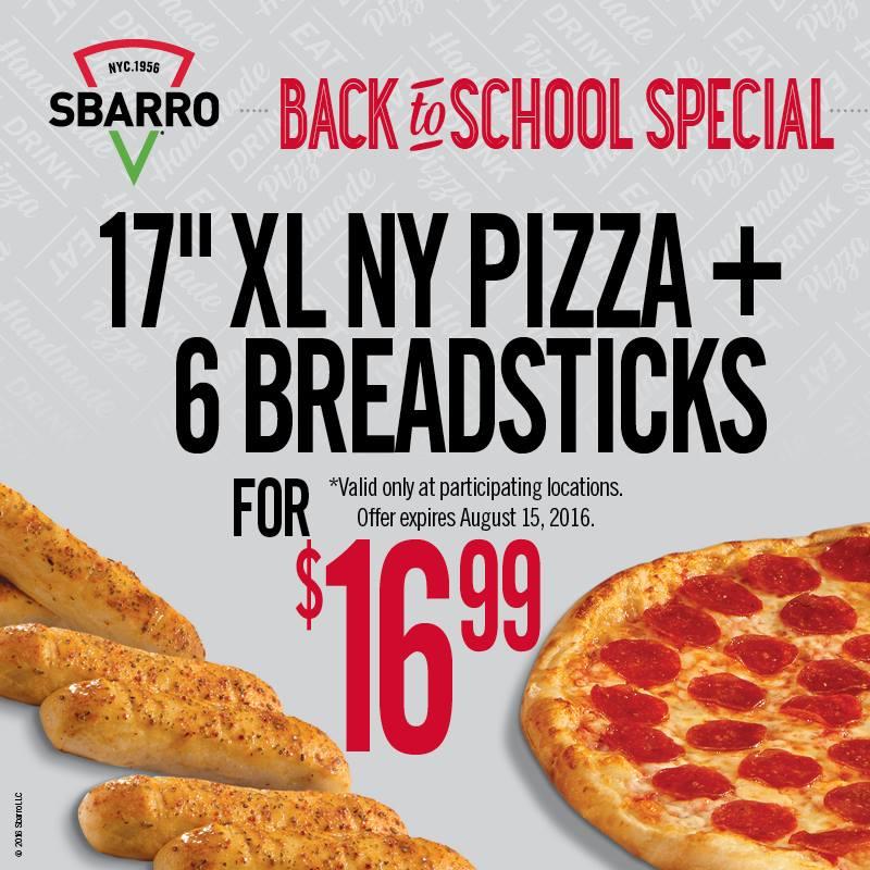 WestfieldANN's tweet photo. Fuel up for Back to School with Sbarro's newest special! https://t.co/mEkyumqZUF