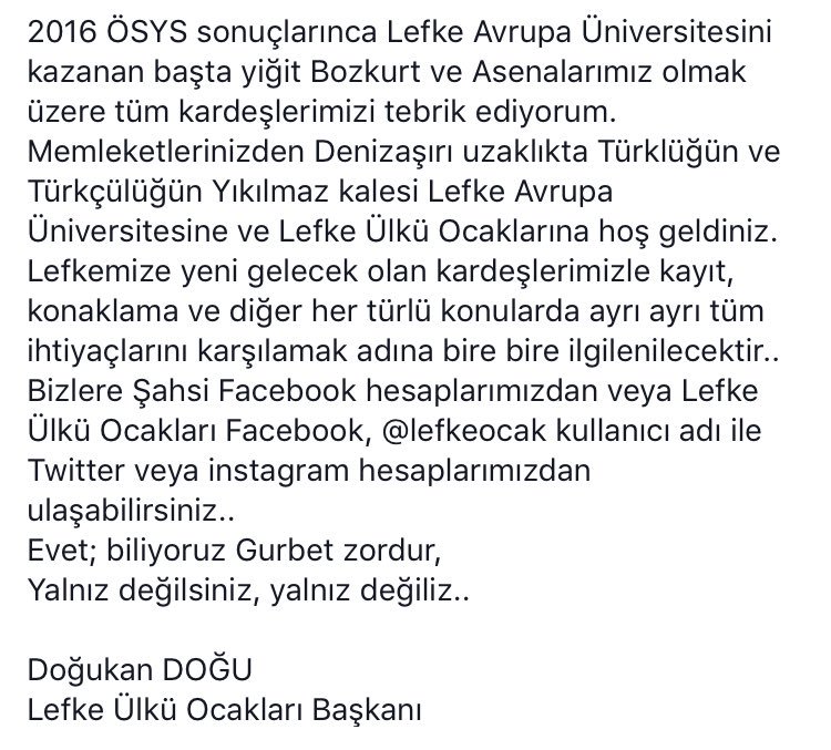 lefkeocak's tweet photo. #laü #ösys #ülküocakları #lefkeülküocakları #eul #kktc #2016lys #ösym #lefke #lefkeavrupa #üniversite #kıbrıs https://t.co/W6W7RGilmc