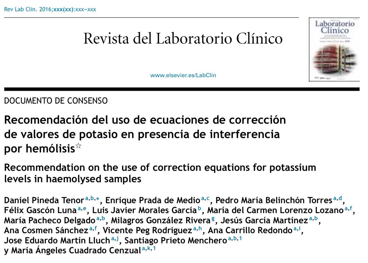 SantiagoPM50's tweet photo. Uso del sentido común profesional (Medicina de Laboratorio) en hemolisis y K.
https://t.co/J7PamyI6n0 https://t.co/wpKioiKYOS