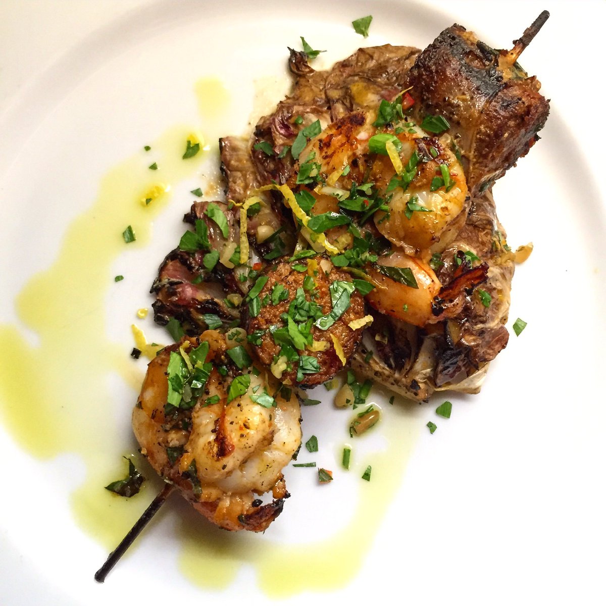 Shrimp brochette with lamb merguez sausage is a perfect summer snack - I could eat this for breakfast