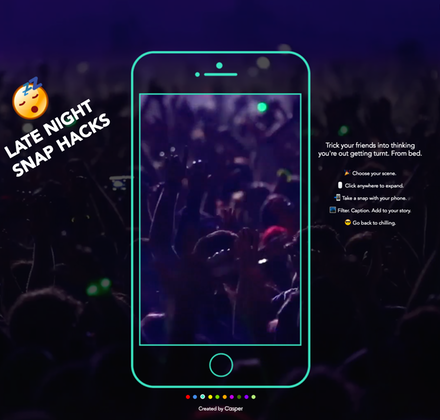 rrhoover's tweet image. Well played, Casper...

Trick your friends into thinking you're partying (on Snapchat): producthunt.com/tech/late-nigh… 🎉