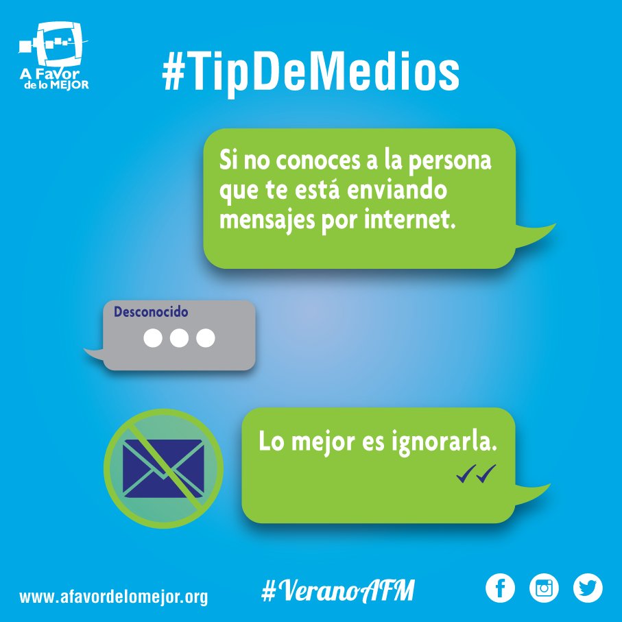 afavordelomejor's tweet photo. Si no conoces a quien te esta escribiendo o llamando, no contestes, es por tu seguridad. #TipDeMedios #VeranoAFM https://t.co/m6k3ghh7fn
