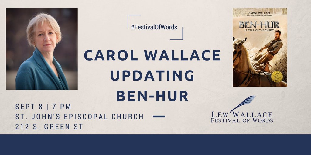 wallacestudy's tweet photo. Mark your calendars: Lew's great-great-granddaughter Carol Wallace joins us in September for a talk! #BenHur https://t.co/PNlap5BaOP