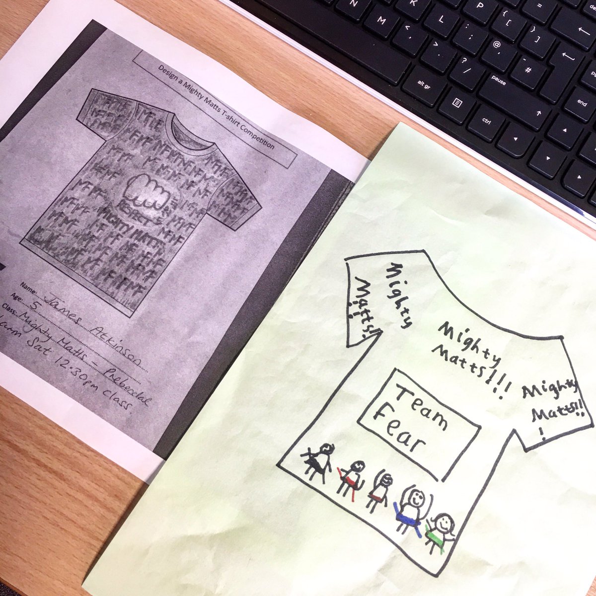 MattFiddesUK's tweet photo. Well done to Mighty Matts' t-shirt design competition winners James Atkinson and Kaiden Clarke. #martialarts https://t.co/gxTGqhBvti