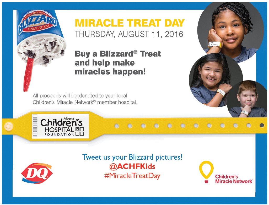 jonnycornish's tweet image. Stop by @DairyQueen tomorrow to get a Blizzard! Every cent will be donated to @ACHFKids #MiracleTreatDay!