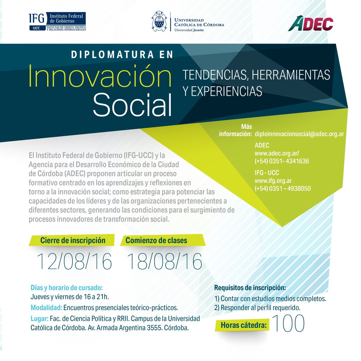 ADECCBA's tweet photo. Hasta el viernes 12/08 podés inscribirte a la Diplomatura en Innovación Social - diploinnovacionsocial@adec.org.ar https://t.co/6qpkNlrZkN