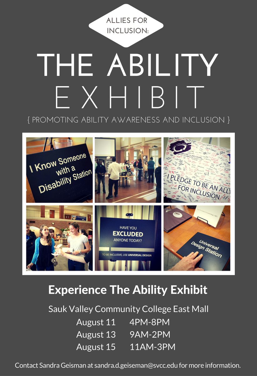 AbilityExhibit's tweet photo. @saukvalleycc Check out The Ability Exhibit in the East Mall! Open tomorrow 4-8, Saturday 9-2, and Monday 11-3! https://t.co/6vm0h6Qwpf