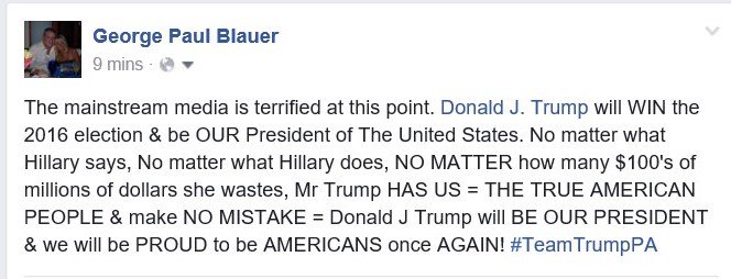 nepafortrump's tweet photo. @realDonaldTrump Message to #MSM from Chairman of @nepafortrump @George_Blauer #TeamTrumpPA https://t.co/VUgJ3LRWzZ