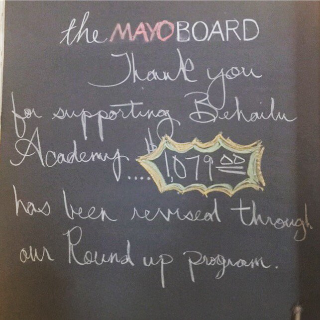 The MAYOBIRD (@themayobird) on Twitter photo The 1st month of our #roundupcausechange program netted $1079 for #cltnonprofit <a href="/BehailuAcademy/">Behailu Academy</a>-Thank you!!! The 1st month of our #roundupcausechange program netted $1079 for #cltnonprofit <a href="/BehailuAcademy/">Behailu Academy</a>-Thank you!!!