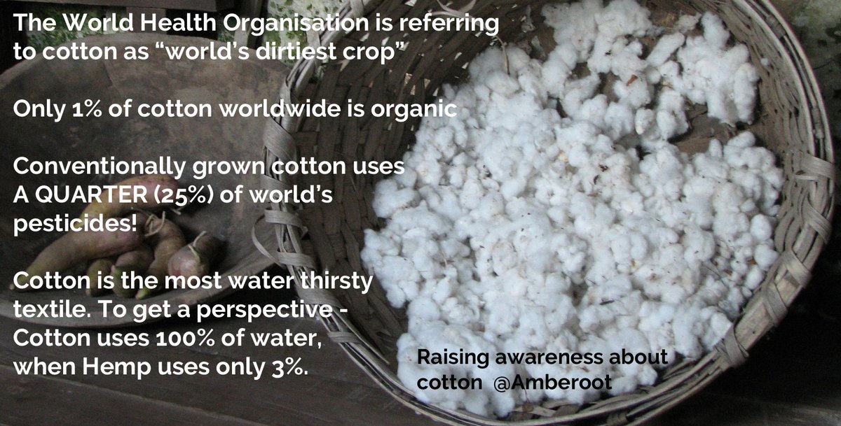 Amberoot's tweet photo. What everyone should know about #cotton #WednesdayWisdom #organic #environment #climatechange #hemp #water #textiles https://t.co/XQfronRQXG