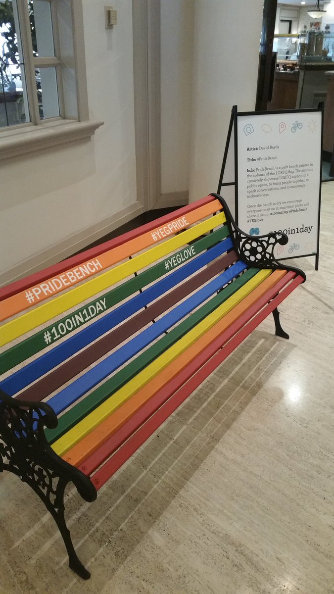 ChateauLacombe's tweet photo. @IGLA_2016 #pridebench #yegpride #100in1day #yeglove https://t.co/EpUVulHPR4